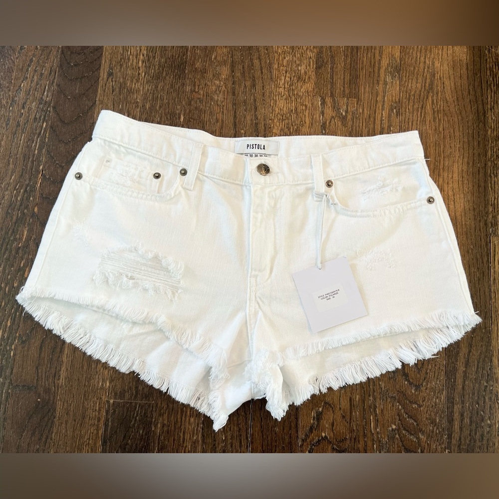 NWT - Pistola Women's Gigi Low Rise Cut Off Shorts, Polarize White, Size 30